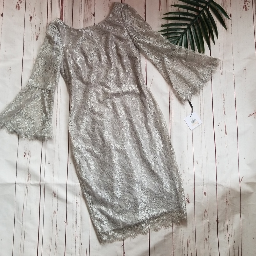 Calvin Klein Silver Lace Midi Dress